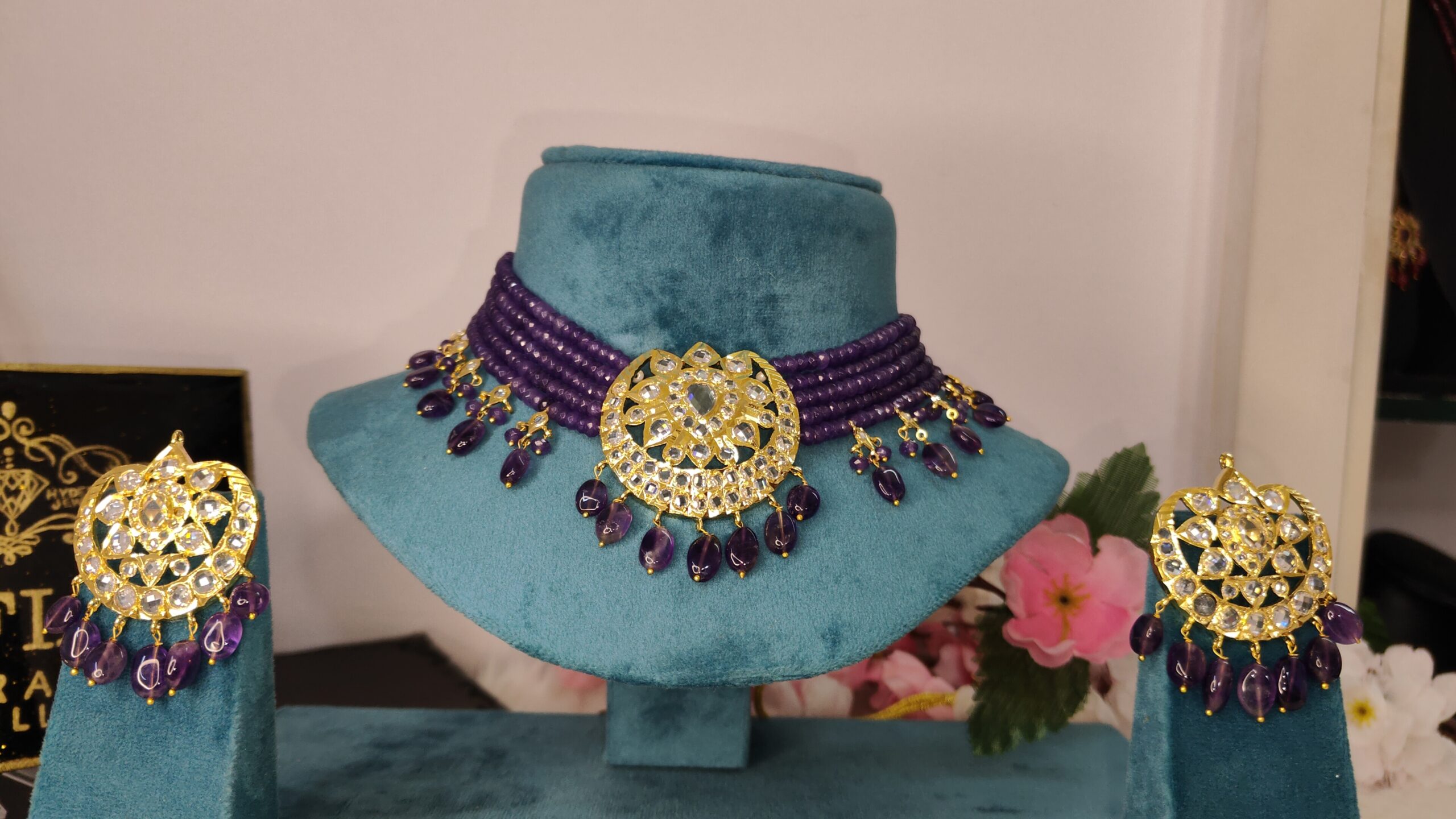 Shagufta Red Real Emerald Bridal Set